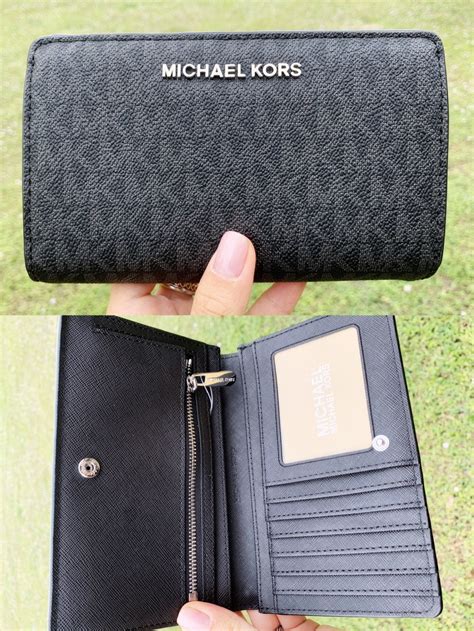 michael kors black canvas wallet|Michael Kors Wallet with strap.